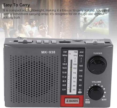 Miniatura 4 de Radio portátil AM FM para personas mayores, estéreo AM FM SW bandas completas Radio vintage con antena, perilla de sintonización grande, linterna