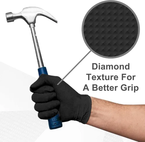 Miniatura 4 de WECARE Guantes de nitrilo de 8 mil, guantes de mecánico resistentes, con agarre de diamante, guantes desechables sin polvo ni látex
