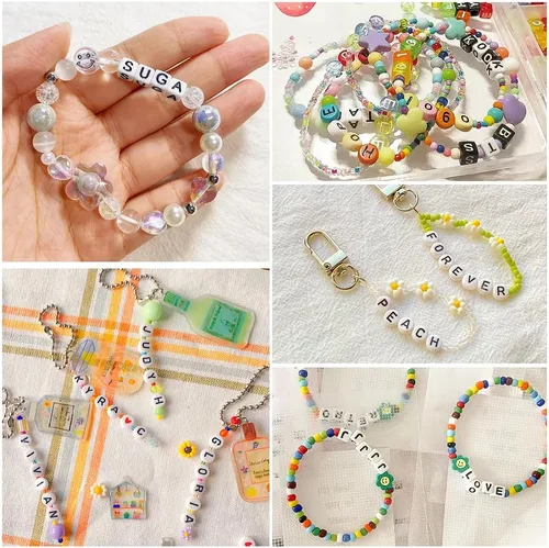 Miniatura 5 de Cuentas cuadradas de letras acrílicas de 0.236 x 0.236 pulgadas, cuentas A del alfabeto para pulseras, joyería, llavero DIY, 100