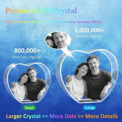 Miniatura 4 de Foto de cristal 3D personalizada, marco de fotos de vidrio grabado con láser, gran aniversario, cumpleaños, Navidad, Día del Padre, regalos Corazón