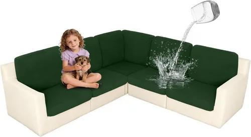 Miniatura 15 de ALIECOM Fundas 100% impermeables para sofá seccional esquinero en forma de L, fundas de cojín de jacquard elásticas para mascotas y perros