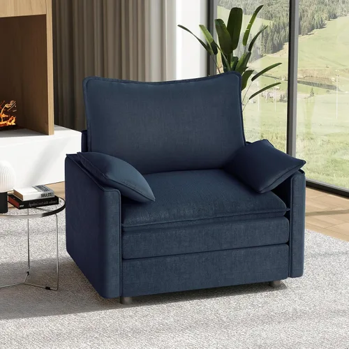 Miniatura 45 de Vesgantti 2 Piece Loveseat & 3 Seater Sofa Set, Modular Cloud Couch, Beige