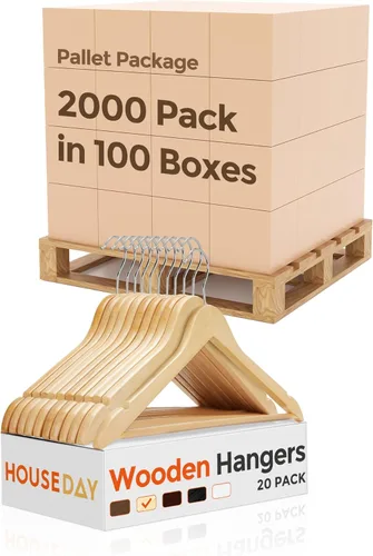 Miniatura 29 de HOUSE DAY - Paquete de 10 perchas de madera negra, percha de madera maciza con barra antideslizante para pantalones, percha de abrigo de madera Negro