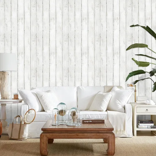 Miniatura 3 de practicalWs Papel tapiz de madera Shiplap para despegar y pegar, papel de contacto de madera blanca y gris para armarios y cajones, papel de pared