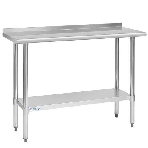 Miniatura 67 de Mesa de acero inoxidable para preparación y trabajo, con ruedas giratorias, mesa resistente, comercial NSF, con estante inferior y protector