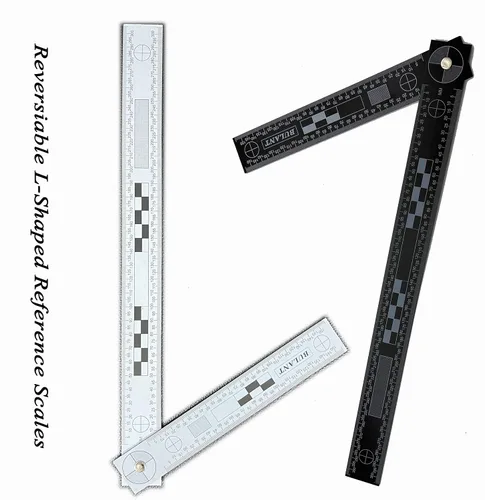 Básculas de referencia reversibles en forma de L, reglas de PVC para pruebas fotográficas, suministro forense de escena del crimen, paquete de 5