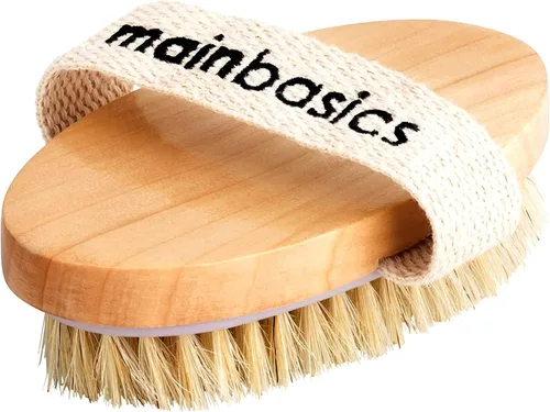 Miniatura 10 de MainBasics Cepillo corporal de cepillado en seco para drenaje linfático, piel seca, celulitis, circulación sanguínea con cerdas naturales