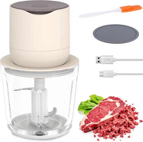 Miniatura 12 de Mini procesador de alimentos inalámbrico con múltiples 3 cuencos (13.5 fl oz+8.5 fl oz+3.4 fl oz) y 6+3+2 cuchillas, picadora de ajo, picadora