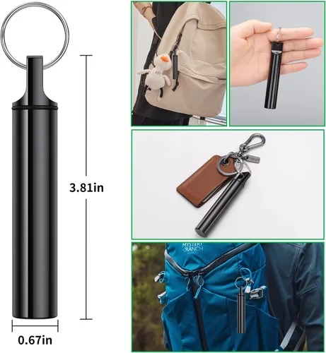 Miniatura 4 de Caja portátil de metal para palillos de dientes, 3 piezas, bolsillo impermeable, contenedor para palillos de dientes con llavero para picnic al aire