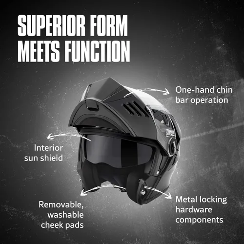 Miniatura 3 de Simpson Mod Bandit Modular Motorcycle Helmet - DOT & ECE Certified - Flip Front, Comms Ready, Internal Sun Shield and External Clear Face Shield