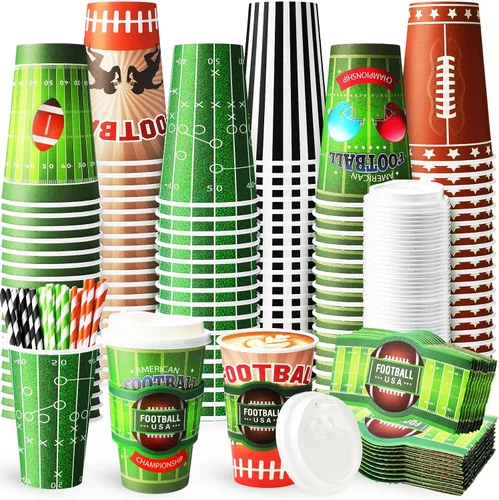Miniatura 16 de Jingmore Juego de 120 tazas de café de papel desechables de 16 onzas con tapas, fundas para pajitas, vasos de papel para bebidas frías calientes