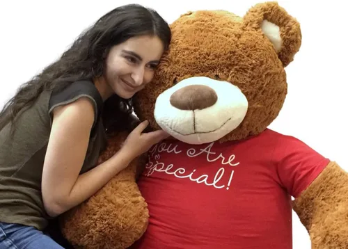Big Plush Oso de peluche gigante de 5 pies – Wearing You are Special camiseta de 60 pulgadas suave color marrón canela enorme oso de peluche