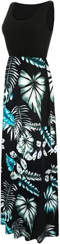 Miniatura 2 de Sherosa - Vestido largo de fiesta para mujer, bohemio, con estampado floral a rayas chevron, sin mangas, para el verano