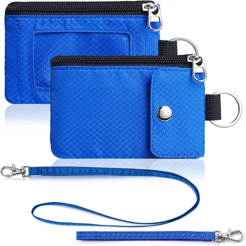 Miniatura 65 de Artpaxy Cartera minimalista para hombres y mujeres, llavero con bloqueo RFID, con cremallera, pequeña cartera con ventana de identificación, 2