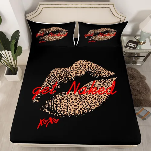 Miniatura 23 de Feelyou Leopard Print Lips Fitted Sheet Twin Size for Kids Boys Girls Cheetah Print Bed Sheets Set 16" Deep Pocket Soft Breathable Microfiber