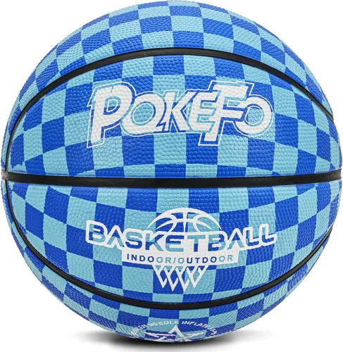 Miniatura 5 de Baloncesto para niños y jóvenes tamaño 5 (27.5") de goma premium para interiores y exteriores para niños y niñas, impermeable para juegos en el Azul