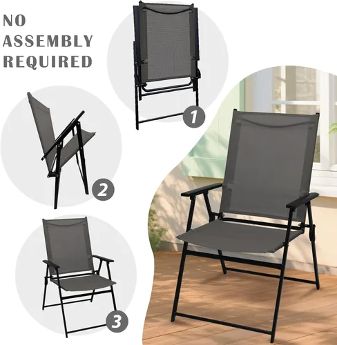 Miniatura 4 de YLGJ&TIDY Juego de 4 sillas plegables para exteriores, sillas de comedor apilables para exteriores con respaldo, sillas plegables portátiles