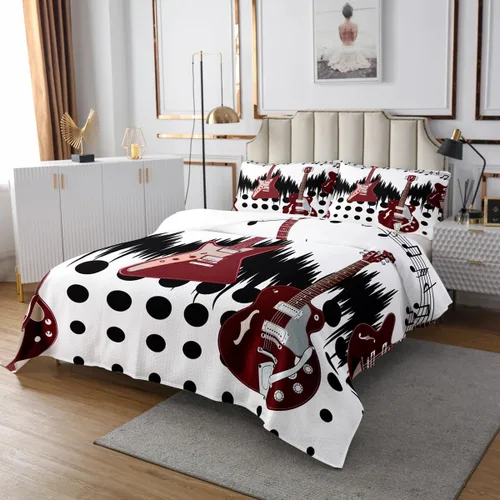 Miniatura 36 de Castle Fairy Cowboy Boots Bedspread Twin Size Bohemia Musical Guitar Coverlet Set Boys Bedroom Present Western Rustic Cowgirl Decor Bedding Set