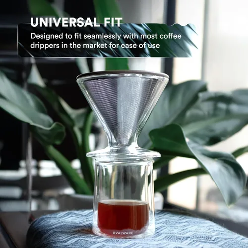 Miniatura 6 de ovalware Vaso de vidrio aislado de doble pared con un solo labio, juego de 4 (12 onzas / 350ml), vidrio de borosilicato para café, té, whisky