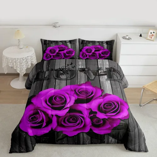Miniatura 8 de Erosebridal Juego de edredón de corona King y Queen, juego de ropa de cama para parejas adultos, mujeres y hombres, juegos de edredón para boda, San