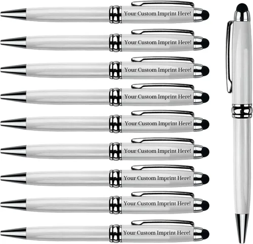Miniatura 13 de Ancolo Bolígrafos personalizados con lápiz digital - Cuerpo metálico grabado con su mensaje, nombre/número de teléfono, tinta negra. Ideal