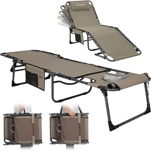 Miniatura 17 de KingCamp Silla de bronceado con agujero facial, sillas de descanso plegables para exteriores, cómodas, ajustables, de 5 posiciones, tumbona plegable
