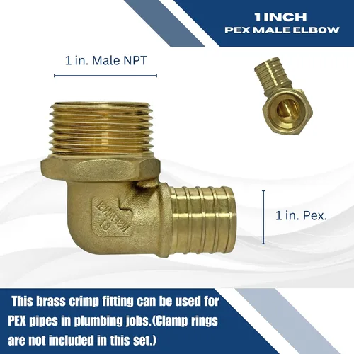 Miniatura 5 de XFITTING Crimpado de púas 1 en Pex X 1 en codo roscado macho, 2 piezas