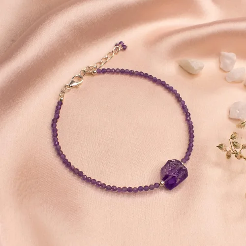 Miniatura 6 de Pulsera de plata de ley 925 con cuentas completas y ajustables para mujer, pulsera delicada de cuentas de piedras preciosas naturales, regalo