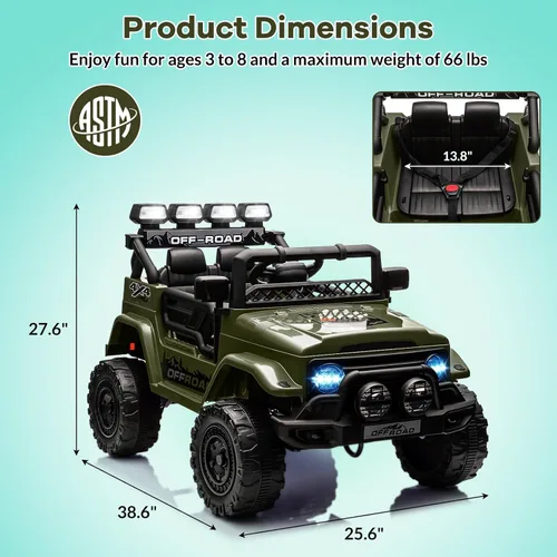 Miniatura 7 de GarveeLife Auto de paseo para niños de 12V, juguete para niños de 37 a 96 meses, camión eléctrico con velocidad máxima de 5 MPH, control remoto