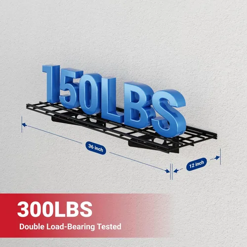 Miniatura 3 de FLEXIMOUNTS Estantería de garaje de 1 x 3 pies para montaje en pared, paquete de 1 estantería de pared de alta resistencia, soporta hasta 150