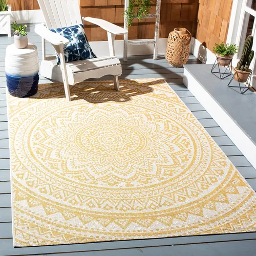Miniatura 30 de SAFAVIEH Alfombra lavable para exteriores, colección Courtyard - Pasillo de 2.3 x 8 pies, color beige claro y marrón claro, no desprende pelusa