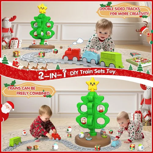 Miniatura 3 de maysida Árbol de Navidad Mini para Bebés, Juguetes Educativos de Plástico Coloridos, Marionetas de Dedo de Muñeco de Nieve/Alce/Papá Noel para Niños