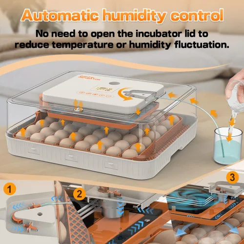Miniatura 3 de HOWOOlUA - Incubadora de 56 huevos para incubar huevos con giro automático, control de temperatura y humedad, incubadora integrada de huevos de gran