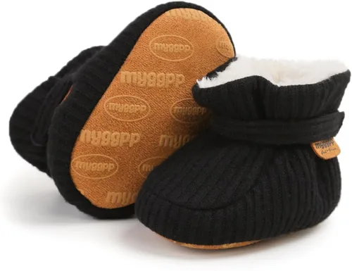 Miniatura 108 de Botines de forro polar para bebés, niños y niñas, pantuflas antideslizantes con agarre suave, zapatos de calcetín para recién nacidos, cuna