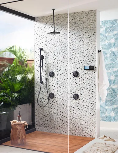 Miniatura 6 de Moen Mosaic Matte Black Round Two Function Body Spray, requiere válvula, TS1422BL
