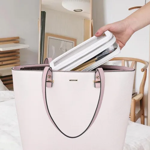 Miniatura 2 de Pinkmik Pequeña bolsa de maquillaje transparente, mini estuche para cosméticos, bolsa de aseo impermeable con cremallera, organizador de bolsos