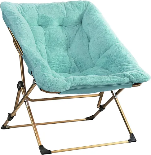 Miniatura 18 de Walsham Silla plegable cómoda, de piel sintética, suave, acogedora, silla Papasan de lectura para adultos, niños, dormitorio, sala de estar, Negro