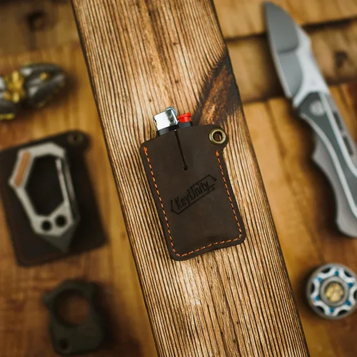 Miniatura 9 de KeyUnity Funda de cuero EDC organizador de bolsillo cosido a mano bolsa deslizante