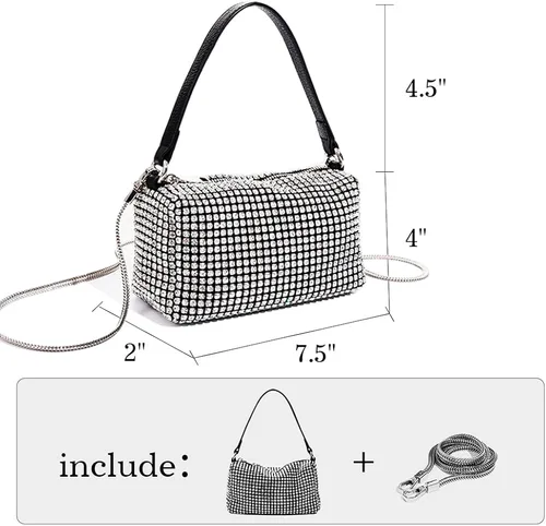 Miniatura 4 de JBB Rhinestone Clutch Purses For Women Glitter Purse Bling Evening Handbags Chain Strap Mini Party Bag Small