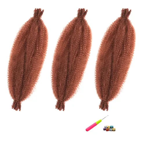 Miniatura 22 de Marley Twist - Cabello trenzado marrón Spring Twist de 18 pulgadas, cabello Marley para rastas suaves de imitación mariposa, cabello trenzado rizado