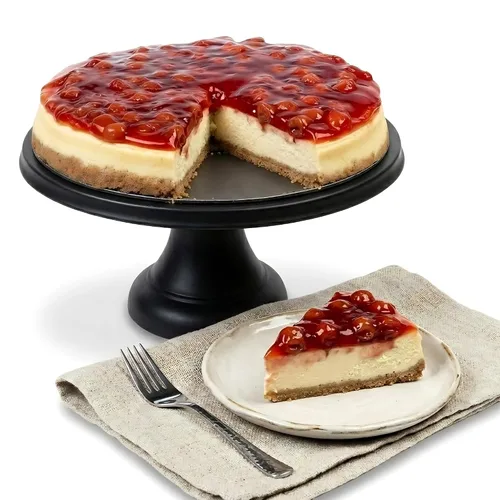 ANDY ANAND CHOCOLATIER Tarta de queso tradicional de cereza de 9 pulgadas | Receta auténtica, hecha con queso crema fresco de California, totalmente
