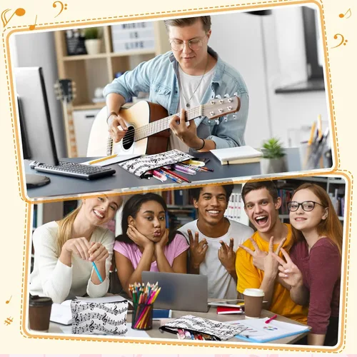 Miniatura 4 de Sweetude Paquete de 10 bolsas de maquillaje para profesores de música, bolsa de cosméticos para notas musicales, regalo de agradecimiento