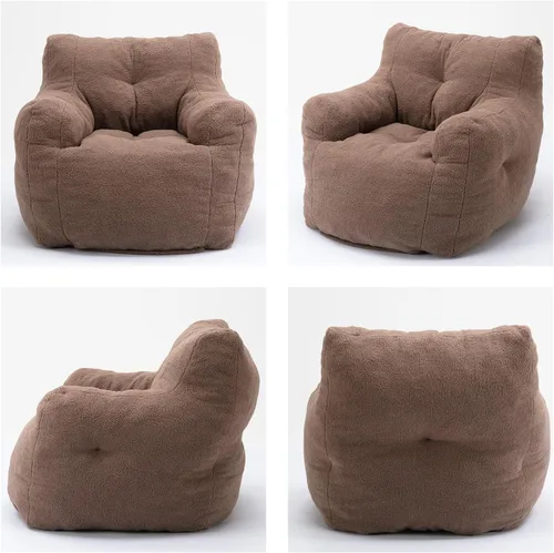 Miniatura 7 de Puf de tela de peluche ultra suave con relleno, sofá perezoso para adultos, niños, adolescentes, moderno y cómodo sofá de ocio para dormitorio, sala
