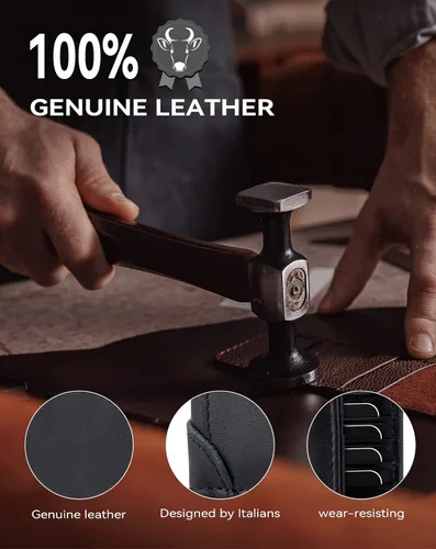 Miniatura 7 de Swallowmall Cartera de piel con bloqueo Rfid para hombre, billetera plegable con tarjeta extraíble, 2 ventanas para identificación, 10 ranuras