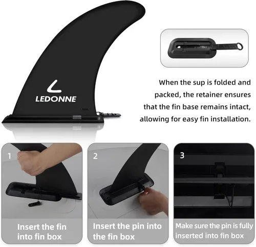 Miniatura 4 de LEDONNE Aleta de centro de surf y SUP de 9 pulgadas, 2 piezas (USD 4.99/1 piezas) con 1 pin adicional Instalación sin herramienta-Aleta de 9