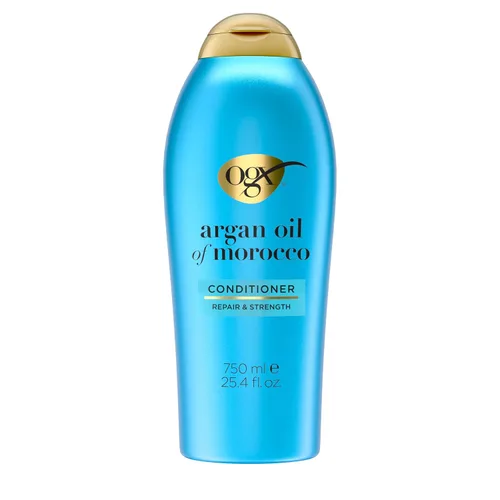OGX Acondicionador renovador + aceite de argán de Marruecos, acondicionador reparador y aceite de argán que ayuda a fortalecer y reparar el cabello
