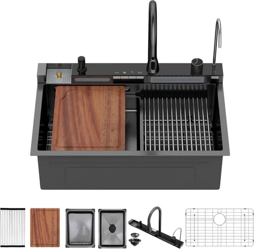 Miniatura 28 de Fregadero de cocina para exteriores, 21 x 20 pulgadas, fregadero de barra para exteriores, fregaderos de cocina de acero inoxidable de montaje