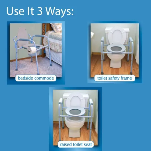 Miniatura 3 de Carex Cómoda plegable 3 en 1 con 14 forros de cómoda - Porta Potty para adultos - Inodoro portátil soporta hasta 300 libras, cómodas de cabecera