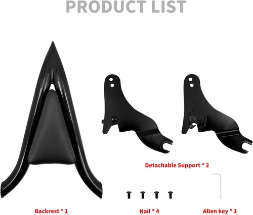 Miniatura 5 de Respaldo de Motocicleta Barra Sissy Desmontable Respaldo de Pasajero Ensamblado Compatible con Harley Touring Road King Road Glide Street Glide Negro
