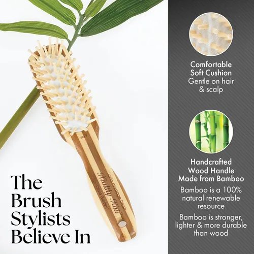 Miniatura 4 de Olivia Garden Cepillo de masaje iónico de bambú para cabello saludable